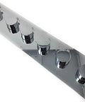 Zero Fuss Ceiling Mount Shower Panel 17 By 28 Inch With Thermostatic Valve and Rain Curtain Spray controls in polished steel finish.