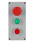 Outdoor Ready 3 Button Emergency Stop Push Button Switch Station With Red And Green Indicator IP66 Aluminum Housing
