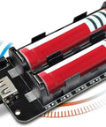 Dual Pack 1865 Battery Holder With Micro Usb Charging Port Built For Li Ion Cells Delivers Solid 5V And 3V Juice For Raspberry Pi And Arduino Rigs showing two lithium cells in holder.