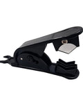 Black Rugged PVC Pipe Tube Hose Cutter with POM handle and stainless steel blade for 1/4, 3/8, 1/2 inch tubing; pro grade cutter.