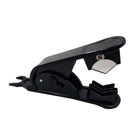 Black Rugged PVC Pipe Tube Hose Cutter with POM handle and stainless steel blade for 1/4, 3/8, 1/2 inch tubing; pro grade cutter.