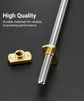 8mm T8 Trapezoidal Lead Screws Kit, 365mm Length, 2mm Pitch, Brass Nut, Pack Of 2, Ready To Bolt On For 3D Printers CNC And Linear Actuators, Great DIY Upgrade Or Replacement. T8 lead screw with brass nut