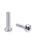 M3x12mm Pan Head Machine Screws With Phillips Cross Drive In Top Shelf 304 Stainless Steel for heavy duty fabrication, two screws.