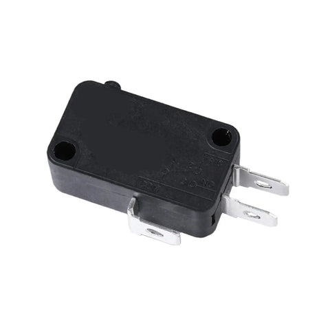 Compact Silver Micro Switch Built Tough For Industrial And Household Appliances Featuring A Dustproof Housing and No Sweat Mounting, showing black sealed body.