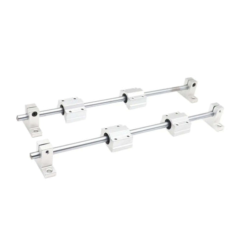 High Precision Linear Guide Rail Kit With Four SK12 Support Clamps And SCS12UU Bearing Sliders Plus Two 12mm Optical Shafts on white