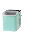 Countertop Ice Maker With Plug And Play Setup That Chills Drinks Fast Self Cleaning Mechanism in mint color with a portable grip.