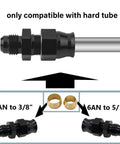 YSIL 6AN male flare to 3/8 in tube OD hardline straight fitting, aluminum, black, 4-pack