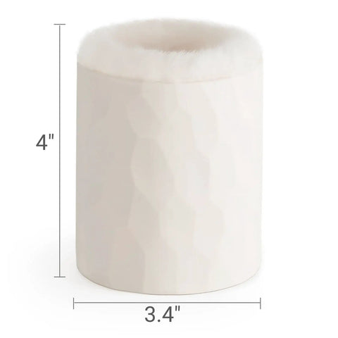 Plush Lined Eyeglasses Holder And Glasses Stand For Desk Or Nightstand Slick Easy Access Anti Scratch Protective Case Tabletop Storage Organizer In Ivory One Size For Office Use, front view.