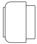 Illustration of a polyurethane bead roller die with M10x60 screw, fits Eastwood 20622 and 22965 motorized rollers; side view.