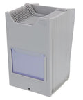 Level Up Your Organization Game With This Rock Solid Wall Mount Card Rack And Attendance Holder And Durable Plastic Storage Bin For Garages Shops And Classrooms That Keeps Everything Neat And Ready To Go: grey plastic card rack with transparent label holder.