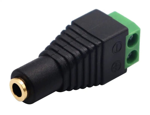 Dead Simple Three Point Five Millimeter To Two Pin Screw Terminal Audio Adapter Solderless Converter Plug for Headphones and Mic, five pack.