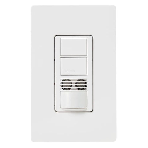 Maestro Dual Tech Dual Circuit Occupancy Sensor Switch For Single Pole No Neutral Required 6 Amp White front view