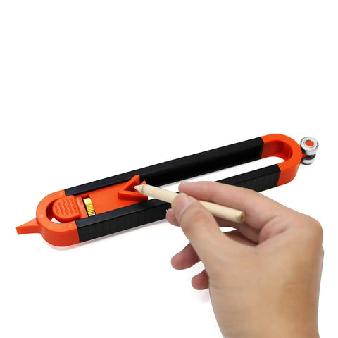 Slick Dual Sided Contour Gauge And Profile Scribe Tool With Tight Grip Lock for precise pin tracing in woodworking.