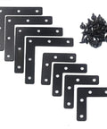 Two Size Black Iron Corner Braces With Screws For Picture Frames 2x2 Inches And 3 And 1 Eighth Inches Square Flat L Angle Brackets