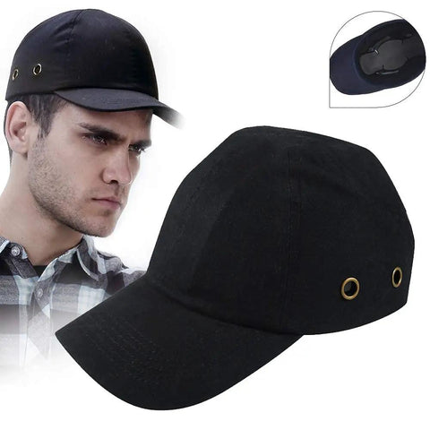 Lightweight Safety Cap With Hard Hat Style Comfortable Bump Cap For Men And Women Adjustable Fit Four Vents Black Design