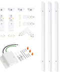 13Ft H Type Track Lighting Kit In White With Floating Canopy Connector End Caps Live End Feeds I T L Connectors Includes Four 3.3Ft Rails