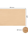 Baltic birch plywood sheet, front view, 18 x 12 in, 1/8 in thick, light wood veneer