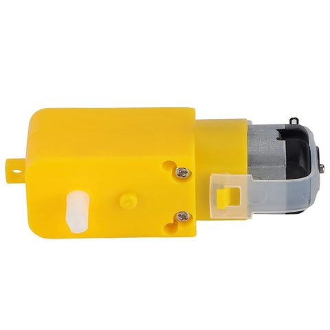 Yellow TT geared motor for Cool Omnidirectional Mecanum Wheel for TT Geared Motor, 48mm Rubber Coated, side view