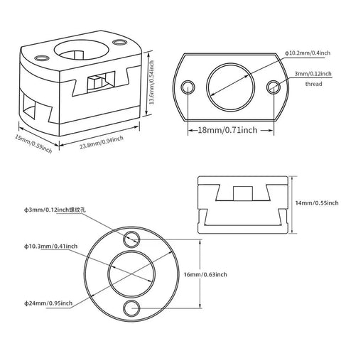 Upgrade Your Build Plate Vibe With These Slick 4Pc Oldham Z Axis Coupler Pairs Designed For Ender And CR10 Crew To Boost Print Smoothness And Nail Accuracy On Your Next Creative Run. technical drawing of 4pc Oldham Z-axis coupler, aluminum, 24mm diameter