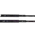 Beefy 12 Inch Side Mount Drawer Slides With 100 Pound Capacity In Cold Rolled Steel For Vanities Desks And Cabinets, Heavy Duty Rails Built To Take A Beating, Perfect For Kitchen And Bath Renovations. black 12-inch side-mount drawer slides pair
