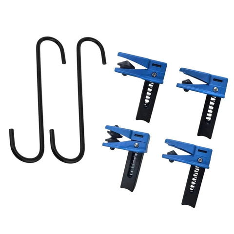 Must-Have Brake Hose Clamp Set With 4 Spring Pinch Tools And 2 Hooks, Featuring Mixed Grip Shapes For Fast Brake Fluid Control And Quick Garage Maintenance Work In Any Car Repair Shop Job, blue and black
