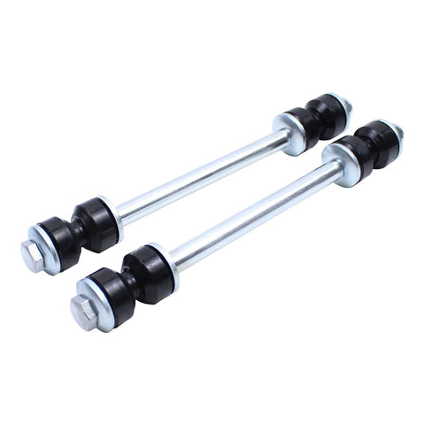 ApplianPar front sway bar end link kit, two silver steel links with black bushings and nuts