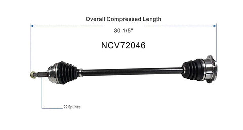 Right Front Passenger Side CV Axle Shaft Assembly For Cars With Premium OE Fit And Balanced Precision For A Smooth Vibration Free Ride Durable Boot And Long Lasting Highway Performance, 30 1/5 in, 22 splines
