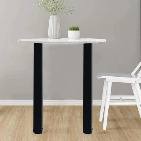 24 Inch Square Adjustable Metal Table Legs Set Of 4 With Leveling Feet Heavy Duty Black Industrial Desk And Workbench Hardware For Diy Furniture And Custom Projects supporting a round table top in home setting