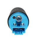 End view of 255 LPH High-Performance In-Tank Fuel Pump With Installation Kit, Universal Fit, showing connector and terminals.