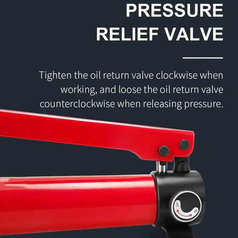 Close-up of the pressure relief valve on the Pro-Grade 10 Ton Hydraulic Knockout Hole Punch Kit With 6 Dies Electrical Conduit Cutter Metal Sheet Punch Tool KO Set Detachable Hydraulic Pump Rips Through 16mm To 51mm And 22mm To 60mm Hole Sizes.