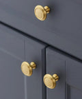 Solid Brass Cabinet Pulls Set Of 10 Round Brushed Brass Handles For Cabinets And Drawers Modern Kitchen Hardware