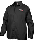 Black X Large Flame Resistant Welding Jacket With Cotton Nine Ounce Fabric, Worksite Ready, heavy duty weld gear