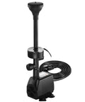 Dope 730 GPH Submersible Pond Pump With RGB Ring Light Color Changing And Four Water Patterns, black pump with cable visible