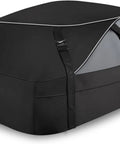 20 Cubic Feet Rooftop Cargo Bag With 51 Long By 39 Wide By 17 High Dimensions, waterproof design with tie down straps visible
