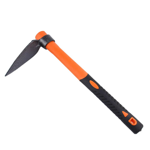 Single Head Sharp Hoe With Heavy Duty Forged Adze And Non Slip Ergonomic Handle For Loosening Rocky Soil Seeding And Outdoor Camping 39mm 15 Inch Heavy Duty Tool with orange and black handle