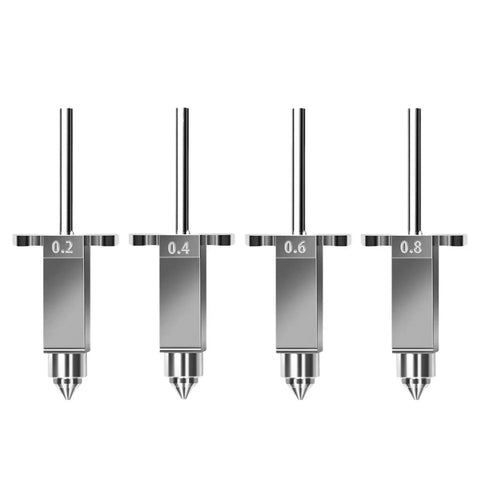 Sovol SV08 Metal Nozzle Kit Set with 0.2mm 0.4mm 0.6mm 0.8mm tips, four metal nozzles for T300 upgrade, high detail prints.