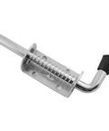 Stainless Steel Sliding Gate Latch Spring Loaded Locking Pin Barrel Bolt with curved handle and rubber tip for secure locking.