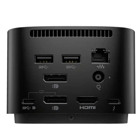 Thunderbolt G4 Dock Boss Level Bundle With 280W Power And 4K Video Output rear view with multiple ports and connectors.