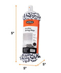 No Fuss Grey String Microfiber Mop Replacement Head Snap Tight Fit For Self Wringing Handle Quick Swap Refill, 5 inch size.