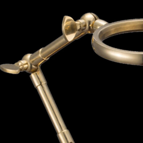 Close-up of Solid Wood Base Brass Holder For Pour Over Coffee Dripper Stand With Rotating Detachable Rack top connection detail