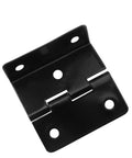 Built Tough Four Pack Black Five Hole Folding Shutter Hinges For Heavy Duty Cabinet Drawer And Furniture Projects Including Storage Box Hardware Featuring No Sweat Installation And Rust Proof Finish, black hinge close-up.