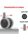 Five Piece Universal Office Chair Roller Set Heavy Duty Dual Wheel Casters Silent Swivel Glide design showing 360° rotation feature.