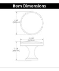 Solid Metal Core Cabinet Knobs And Dresser Knobs For Doors And Drawers One And Three Eighths Inch Black Iron Forge Collection Durable High End Hardware For Kitchens Bathrooms And Closets dimensions diagram showing size and measurements.