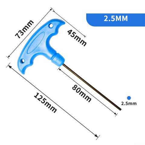 Heavy Duty T Handle Hex Wrench Set From H2 To H10 Metric Key Tool With Long Alloy Steel Handle Perfect For Furniture Assembly Bike Repair And Mechanic Maintenance Kit In Cool Blue 2.5mm T-handle hex wrench