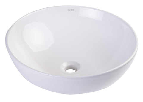 Round Ceramic Above Mount Bathroom Sink With No Overflow Center Drain BA351 Premium Porcelain Basin For Modern Bathrooms Durable Craftsmanship Easy To Clean Sleek Circular Vessel Style For A Fresh Contemporary Look