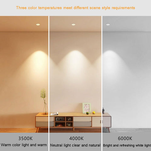 Three color temperature options shown for Heavy Duty 7W Led Recessed Downlight Bundle With Crisp CRI95 Glow And Anti Glare Shield