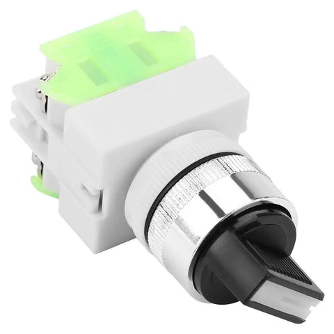 20X31 220V 5A Three Position Maintained Selector Self Locking Rotary Switch With Two NO And One NC Contacts Built To Last And Ready For Control Panels And Electronics Projects, side view