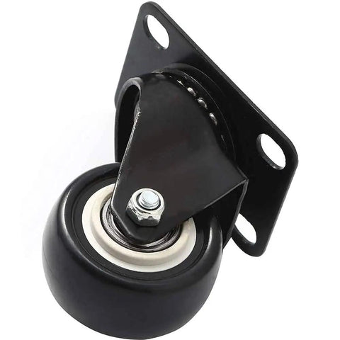 Close-up of caster from 24 Pack Swivel 2 Inch Caster Wheels With Rubber Base And Top Plate Bearing Beefy Heavy Duty For Carts And Tool Chests Smooth Rolling With Over 150 Lbs Per Caster Capacity Without Brake Workhorse Quality