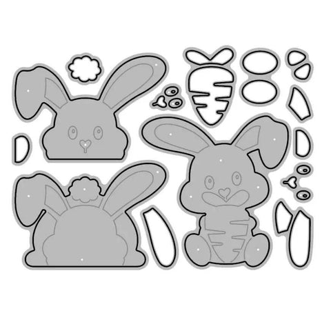 Bunny Shaped Metal Die Cuts Set For DIY Card Making And Scrapbooking, Two-Piece High Carbon Steel Cutting Dies, 13 X 9.7 Cm