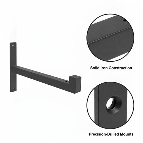 Industrial Pipe Shelf Bracket Wall Mount For Floating Shelves In Living Room And Kitchen Heavy Duty Black Iron Pipe Support